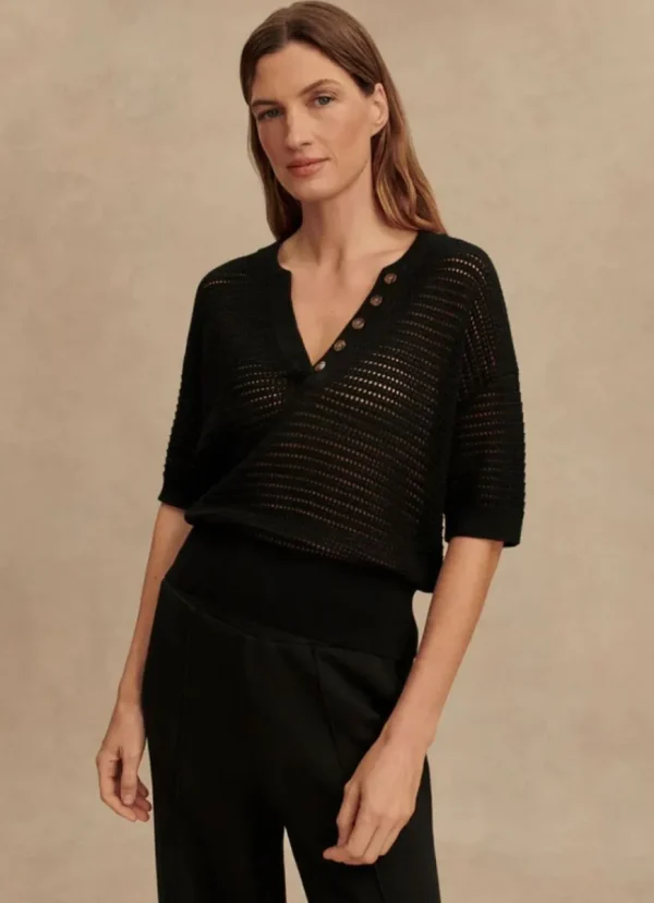 New Varley Callie Knit Top Black