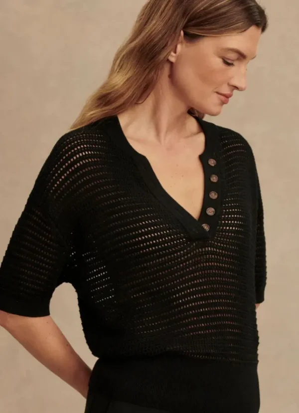 New Varley Callie Knit Top Black