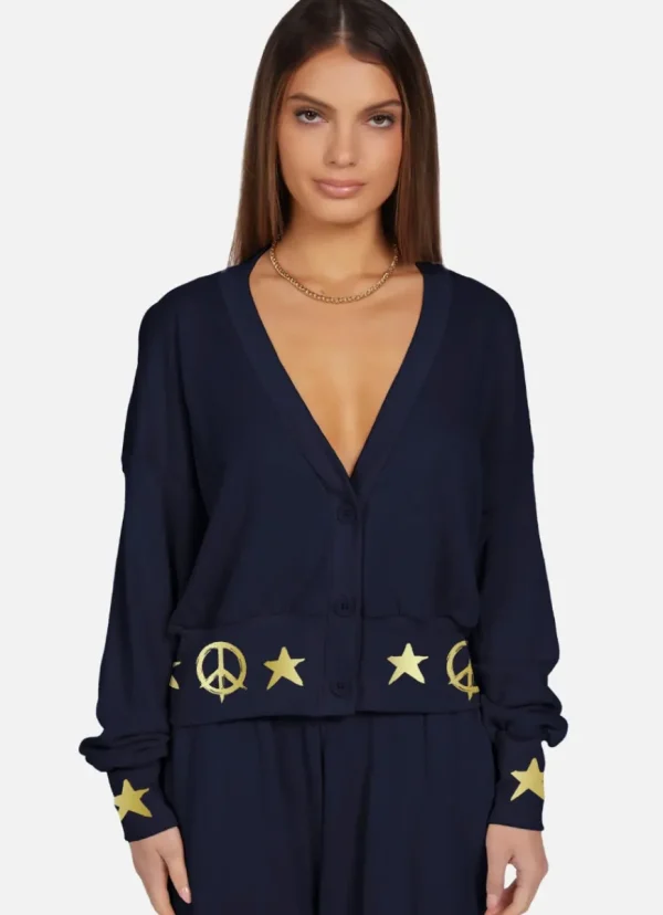 Clearance Lauren Moshi Camas Rock N Roll Star Cardigan Dark Navy