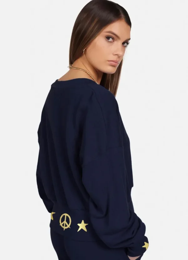 Clearance Lauren Moshi Camas Rock N Roll Star Cardigan Dark Navy