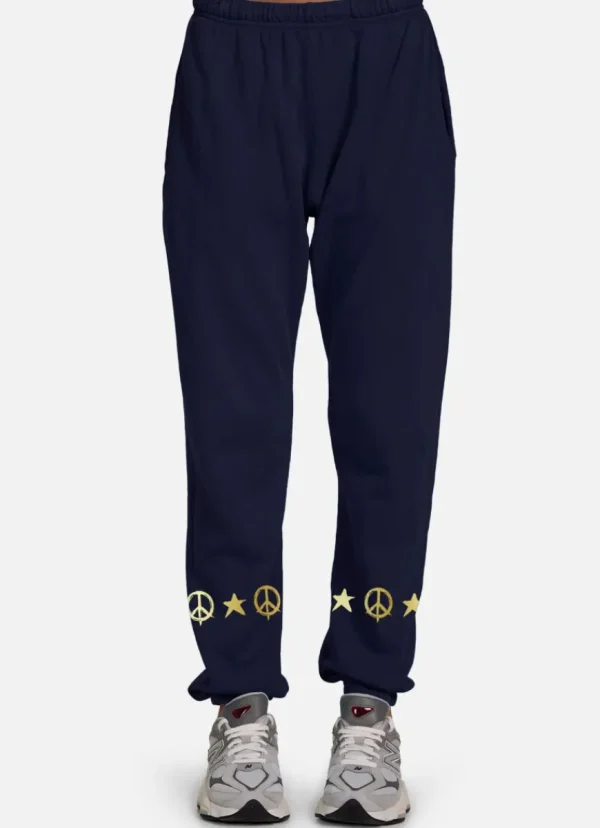 Hot Lauren Moshi Chantria Rock N Roll Star Sweatpants Dark Navy