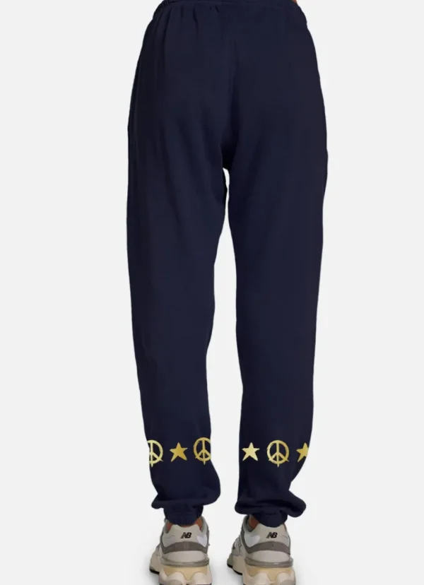 Hot Lauren Moshi Chantria Rock N Roll Star Sweatpants Dark Navy