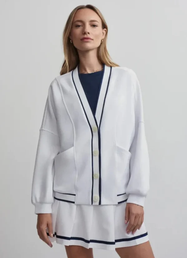 Discount Varley Decker Off-Court Cardigan White