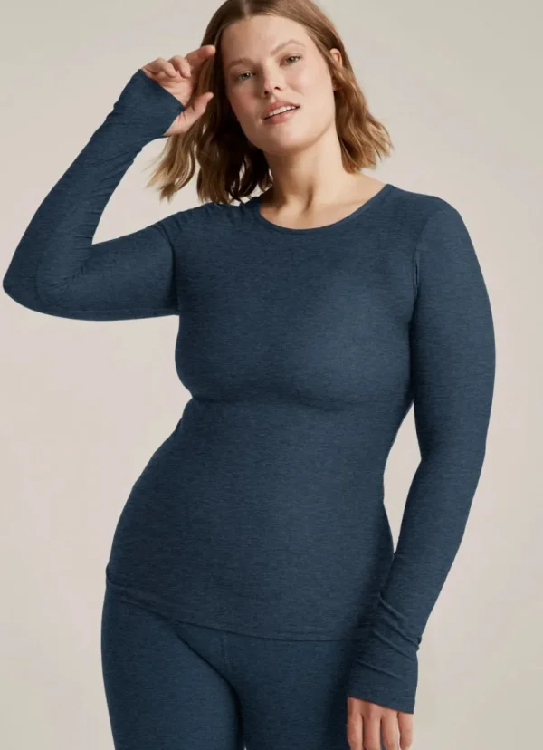 Discount Beyond Yoga Featherweight Classic Crew Pullover Nocturnal Navy