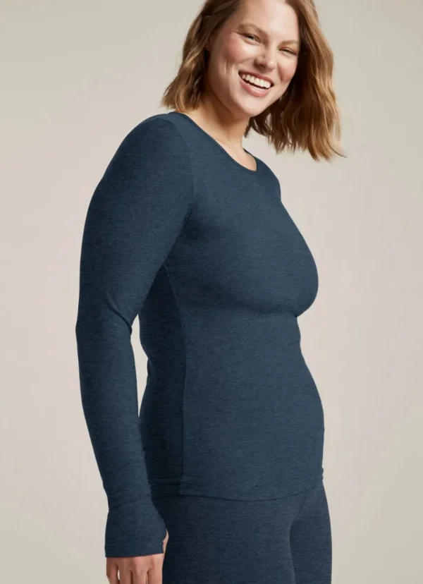 Discount Beyond Yoga Featherweight Classic Crew Pullover Nocturnal Navy