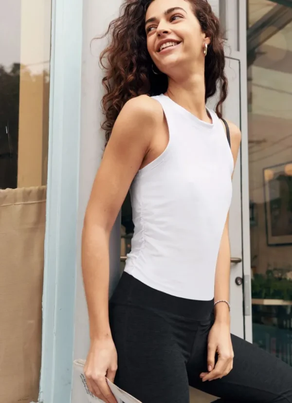 Clearance Beyond Yoga Featherweight Your Fit Shirred Tank Cloud White