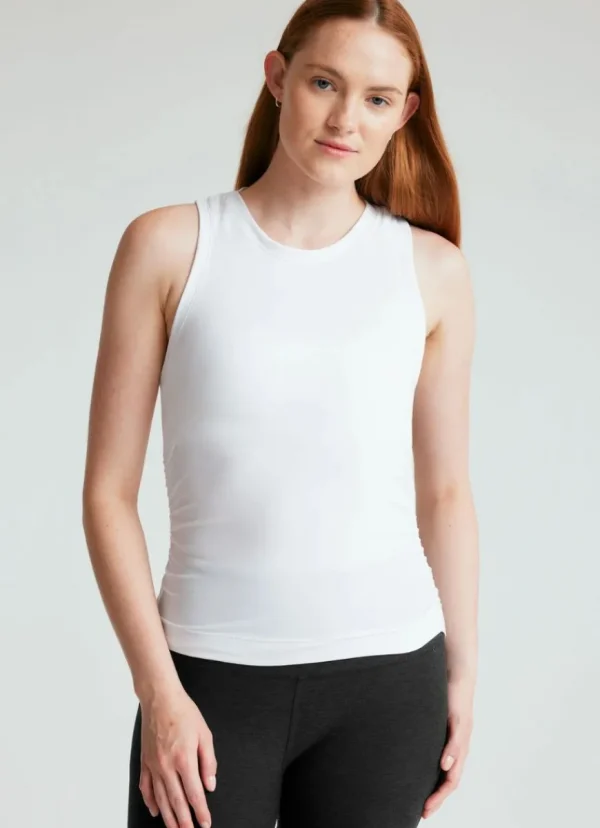 Clearance Beyond Yoga Featherweight Your Fit Shirred Tank Cloud White