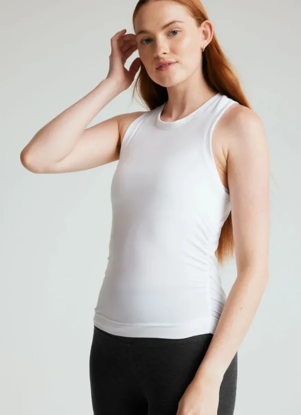 Clearance Beyond Yoga Featherweight Your Fit Shirred Tank Cloud White