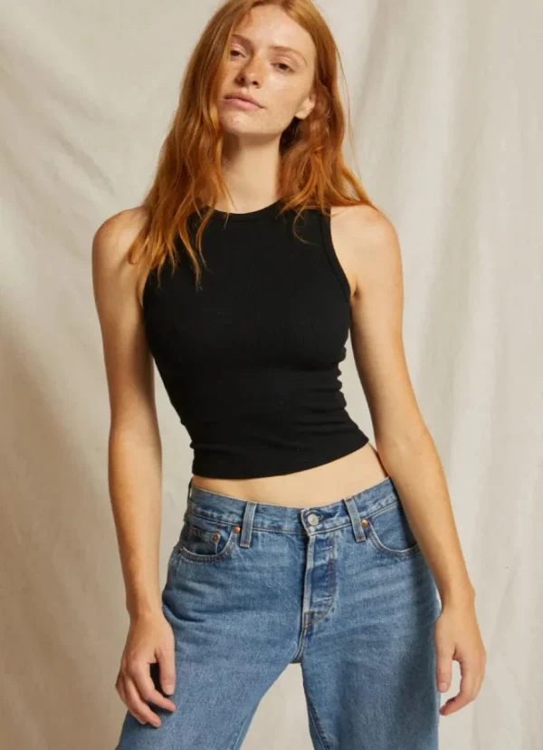 New perfectwhitetee Gigi Ribbed Tank True Black