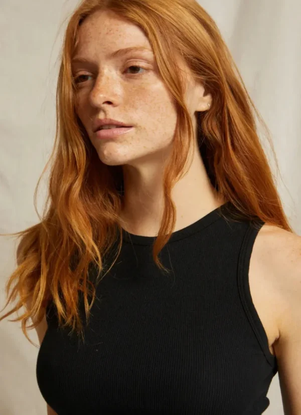 New perfectwhitetee Gigi Ribbed Tank True Black