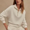 Online Varley Hawley Half Zip Sweat Ivory Marl