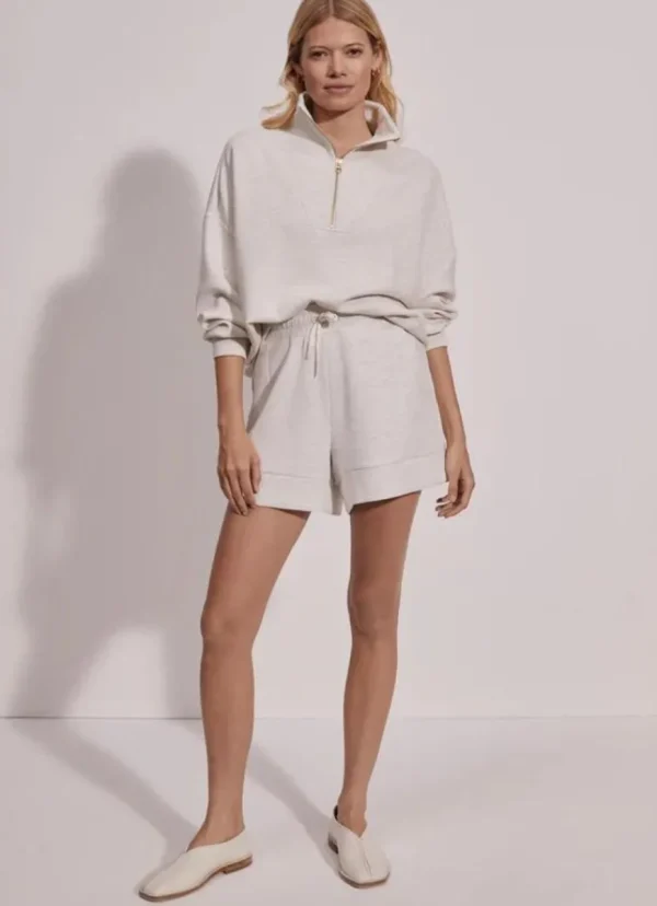Online Varley Hawley Half Zip Sweat Ivory Marl