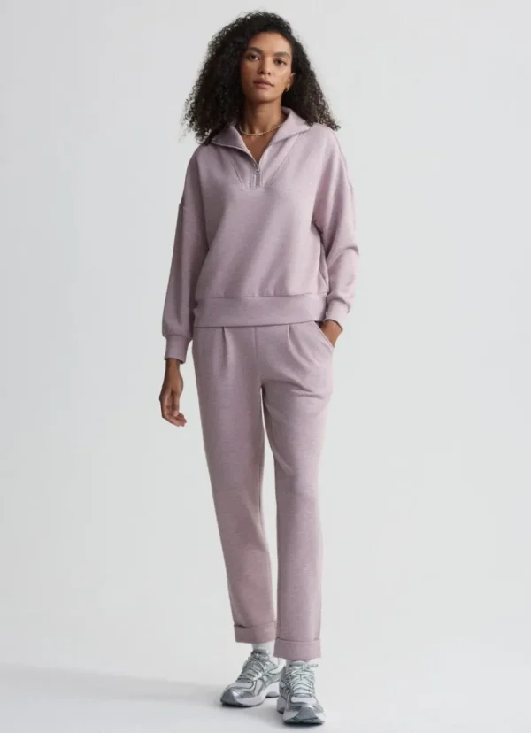 Hot Varley Hawley Half Zip Sweat Mauve Marl