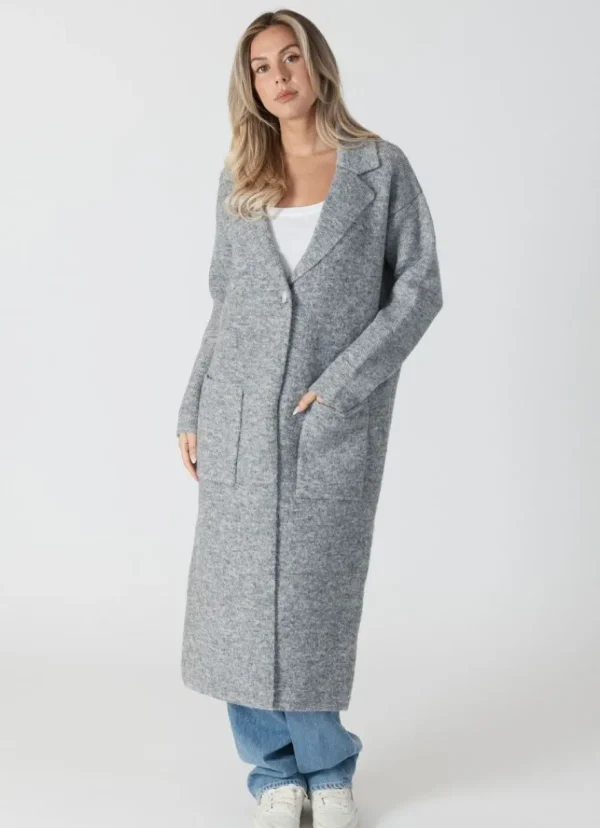 Discount Lyla + Luxe Jimmi Long Coat Grey Marl