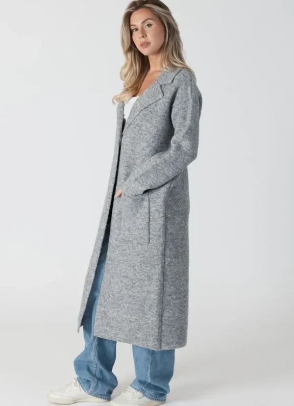 Discount Lyla + Luxe Jimmi Long Coat Grey Marl