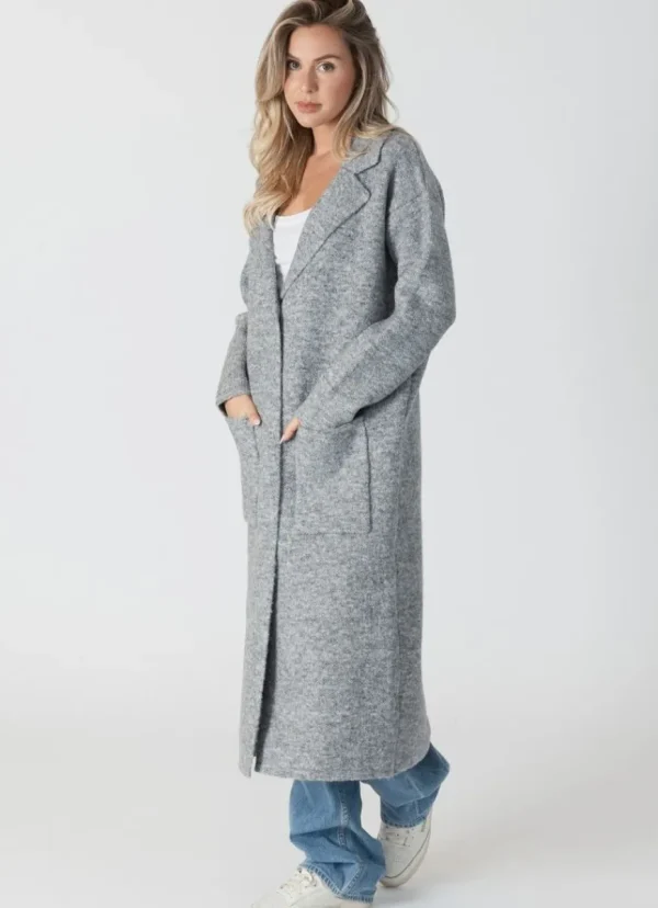 Discount Lyla + Luxe Jimmi Long Coat Grey Marl