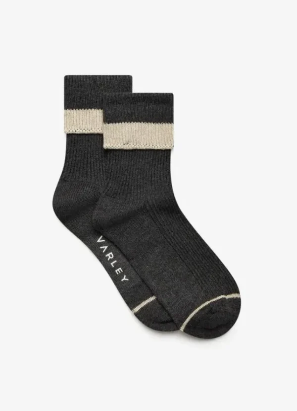 Clearance Varley Kerry Plush Roll Top Sock Charcoal/Sandshell