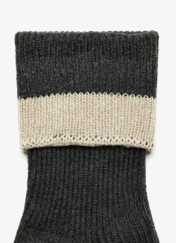Clearance Varley Kerry Plush Roll Top Sock Charcoal/Sandshell
