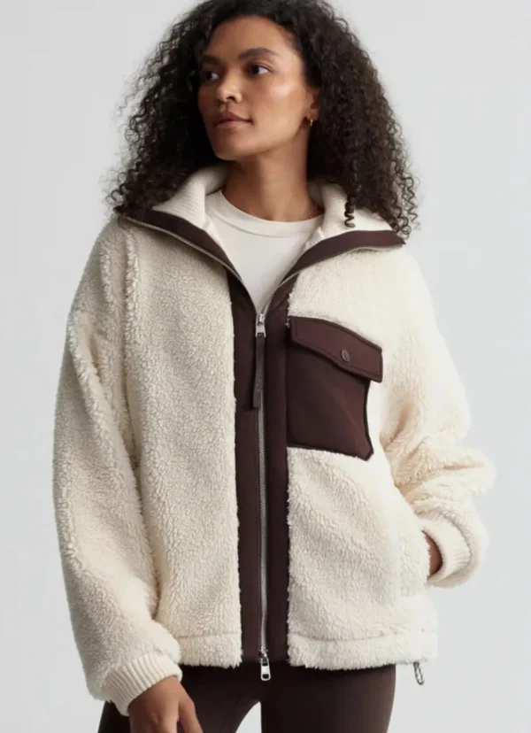 Outlet Varley Lowell Sherpa Jacket Sandshell/Coffee Bean
