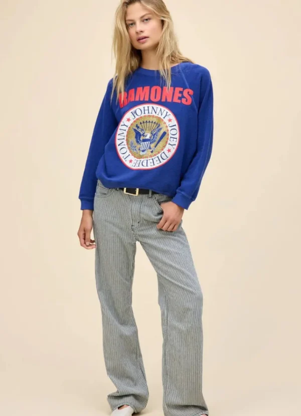 Hot DAYDREAMER Ramones Gold Seal Reverse Crew Blue Quartz