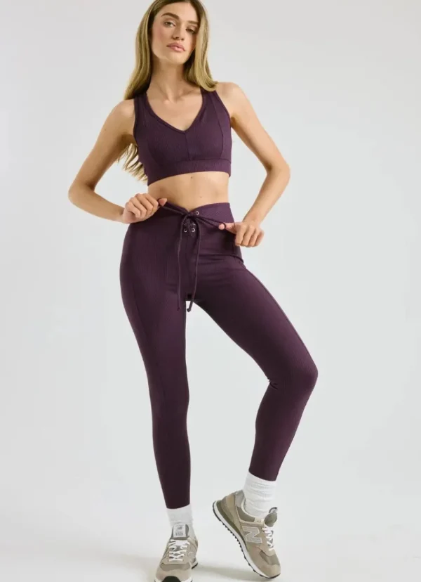 Fashion YEAR OF OURS Ribbed Football Legging Deep Plum