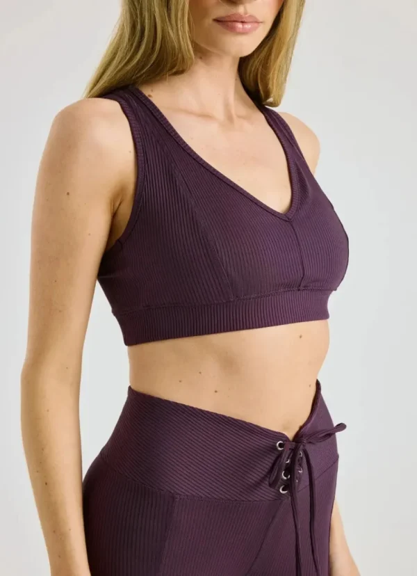 Clearance YEAR OF OURS Ribbed V Bra Deep Plum