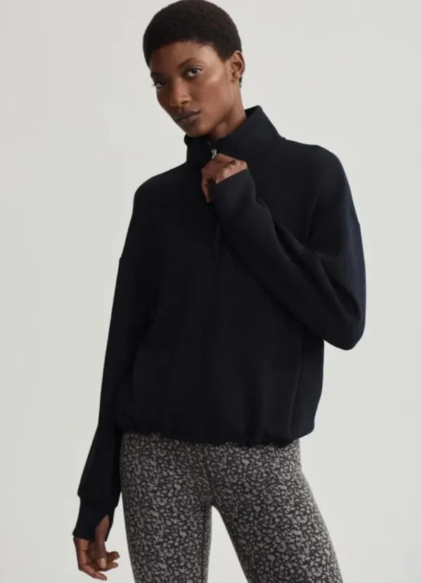 Best Varley Sian Cropped Half Zip Midlayer Black