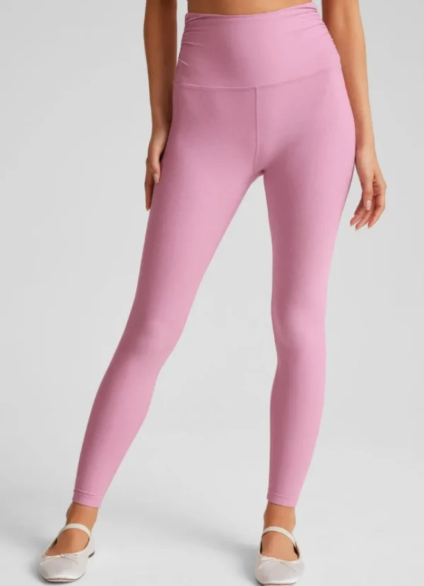 Fashion Beyond Yoga Spacedye Raise The Barre Shirred Legging Pink Haze Heather