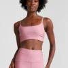 Best Beyond Yoga Spacedye Raise The Barre Shirred Bra Pink Haze Heather