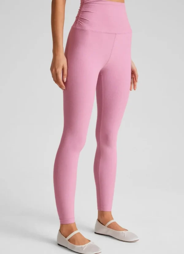 Fashion Beyond Yoga Spacedye Raise The Barre Shirred Legging Pink Haze Heather
