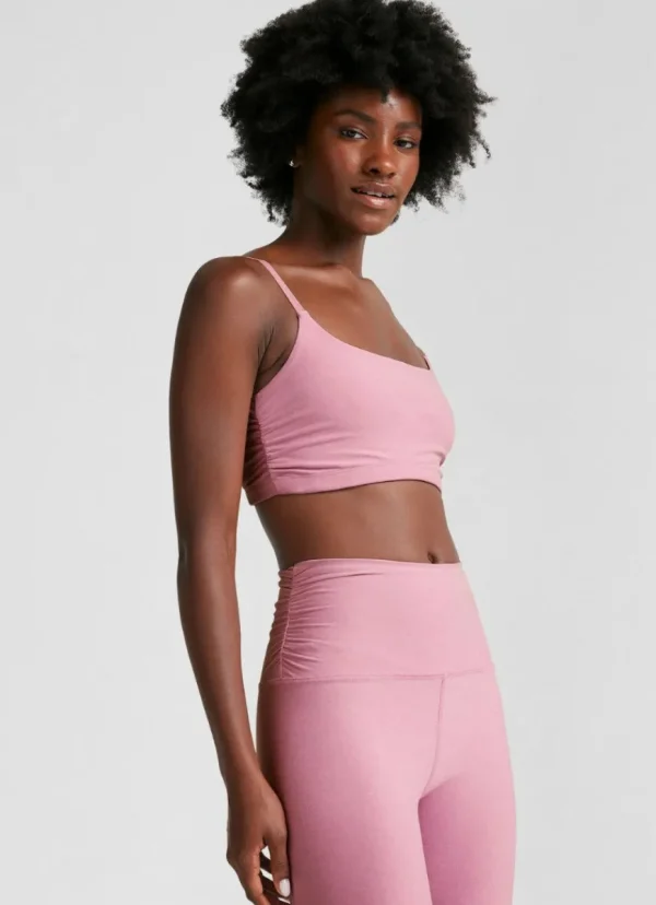 Best Beyond Yoga Spacedye Raise The Barre Shirred Bra Pink Haze Heather