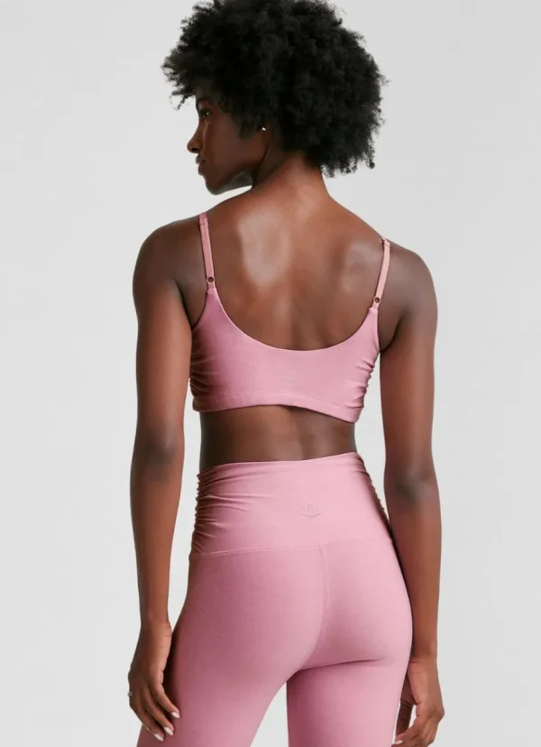 Best Beyond Yoga Spacedye Raise The Barre Shirred Bra Pink Haze Heather
