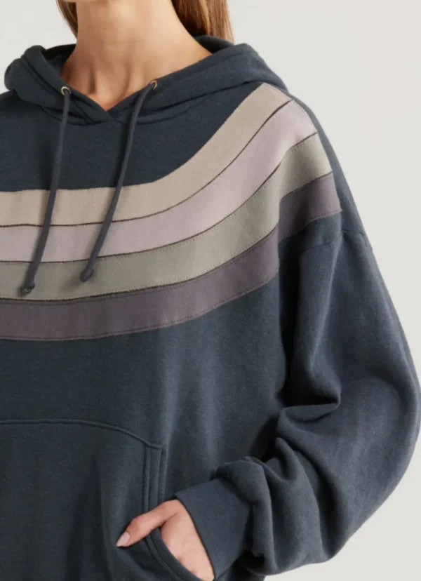 Hot Aviator Nation Wave Stripe 4 Pullover Hoodie Relaxed Charcoal