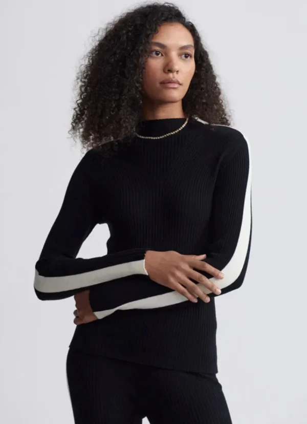 New Varley Wilshire Mockneck Knit Black